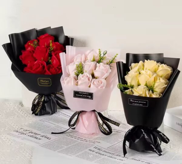 9 Heads Soap Flower Rose Bouquet Artificial Flower for Christmas Wedding Birthday Party Valentine's Day