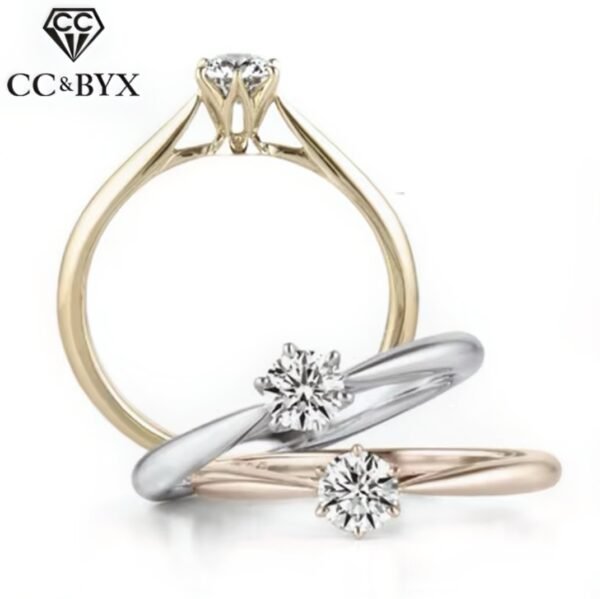Zirconia Round Stone Classic Engagement Ring